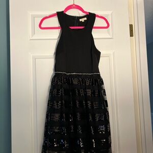 Just Me Black Cocktail Dress with Sequin Accents